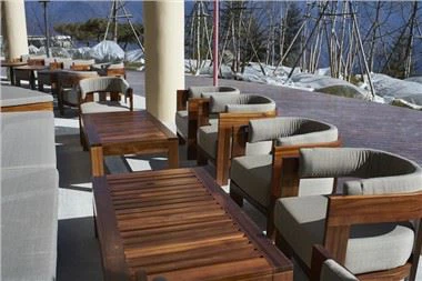 होटल लकड़ी के आउटडोर सोफा